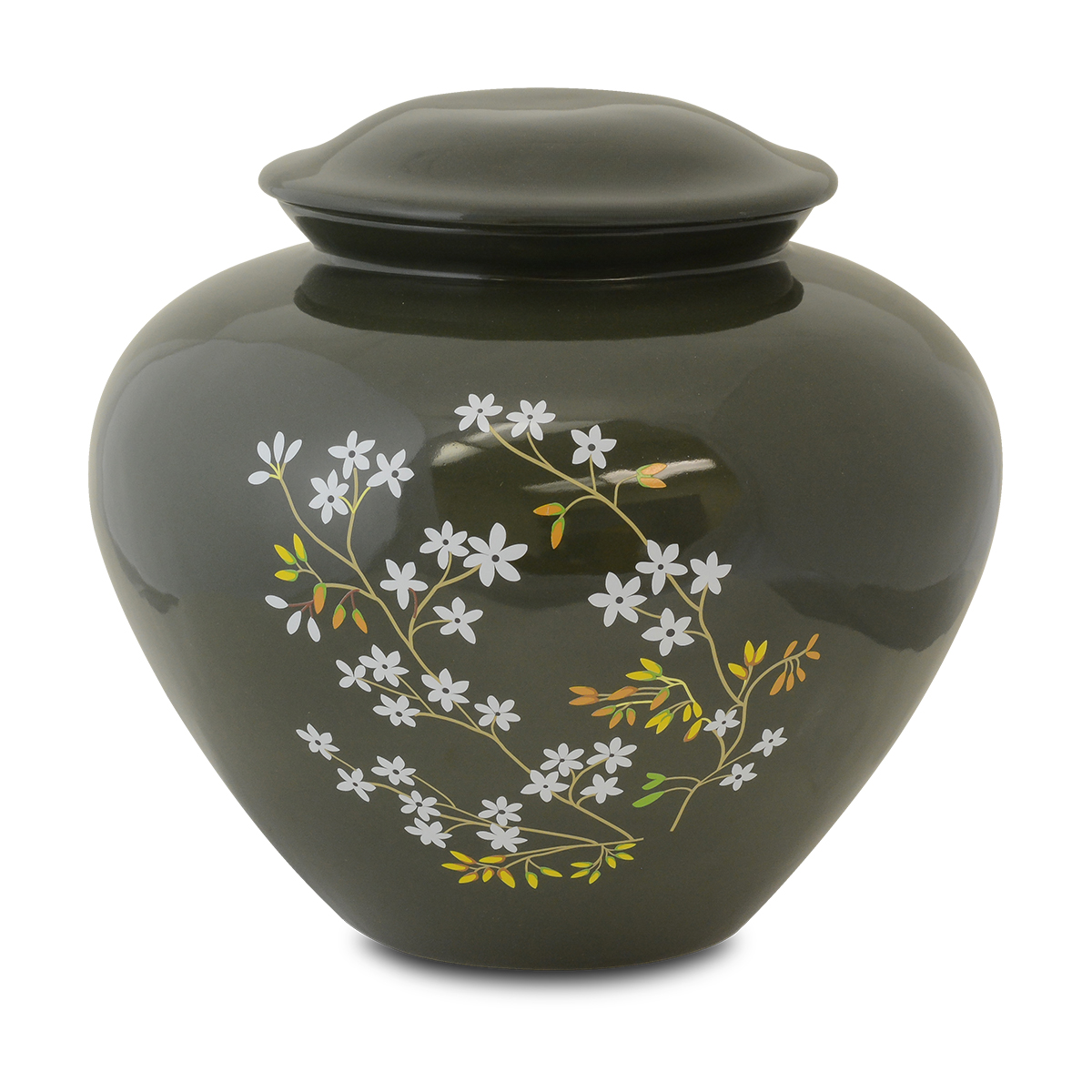 Forget Me Not Green Ceramic Urn
