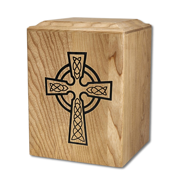 Celtic Cross Wooden Urn
