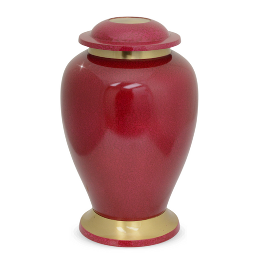 Gleaming Wine Red Brass Urn